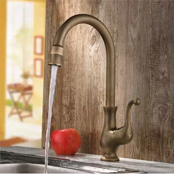 Antique Brass Finish One Hole One Handle Cold and Hot Water Rotatable Kitchen Tap TP8801A Antique Brass Finish One Hole One Handle Cold and Hot Water Rotatable Kitchen Tap TP8801A