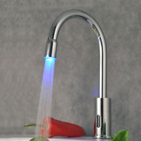 Contemporary Sensor Tap Automatic Touchless Chrome LED Kitchen Tap T0108F Contemporary Sensor Tap Automatic Touchless Chrome LED Kitchen Tap T0108F