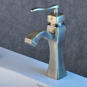 Solid Brass Bathroom Sink Tap - Nickel Brushed Finish T0410N Solid Brass Bathroom Sink Tap - Nickel Brushed Finish T0410N