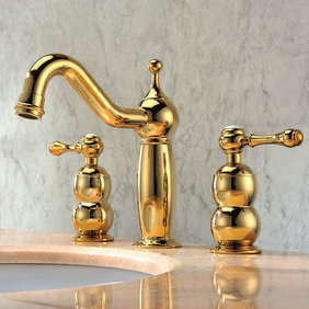 Ti-PVD Finish Solid Brass Contemporary Widespread Bathroom Sink Taps T0423G Ti-PVD Finish Solid Brass Contemporary Widespread Bathroom Sink Taps T0423G