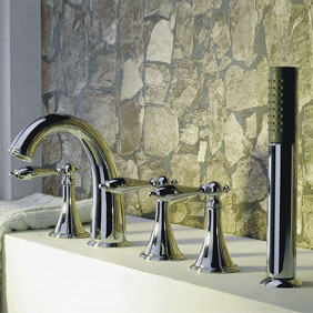 Classic Brass Tub Faucet with Hand Shower - Chrome Finish T0453W Classic Brass Tub Faucet with Hand Shower - Chrome Finish T0453W
