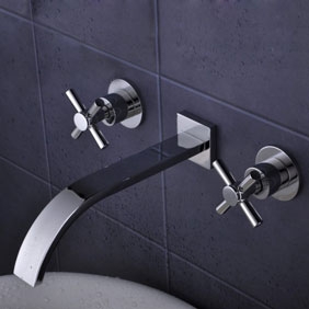 Solid Brass Wall Mount Bathroom Sink Tap Widespread T0461 Solid Brass Wall Mount Bathroom Sink Tap Widespread T0461