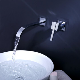 Contemporary Brass Waterfall Bathroom Sink Tap Wall Mount T0465 Contemporary Brass Waterfall Bathroom Sink Tap Wall Mount T0465