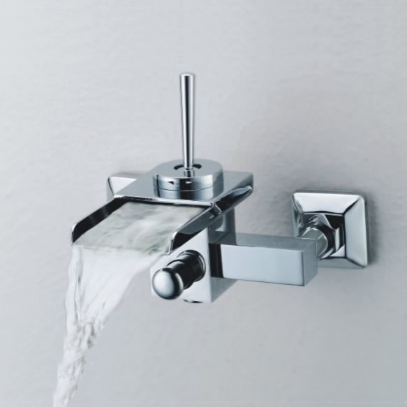 Single Handle Wall-Mount Waterfall Bathroom Sink Tap or Bathtub Tap (T0510_1W) Single Handle Wall-Mount Waterfall Bathroom Sink Tap or Bathtub Tap (T0510_1W)