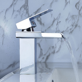 Contemporary Single Handle Chrome Waterfall Bathroom Sink Tap - T0510 Contemporary Single Handle Chrome Waterfall Bathroom Sink Tap - T0510