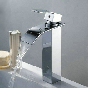 Contemporary Brass Waterfall Bathroom Sink Tap (Tall) T0517H Contemporary Brass Waterfall Bathroom Sink Tap (Tall) T0517H