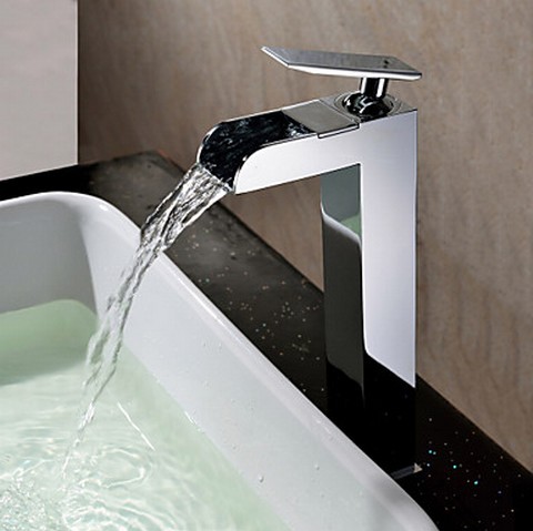 Contemporary Waterfall Chrome Finish Bathroom Sink Tap (Tall) TQ0608 Contemporary Waterfall Chrome Finish Bathroom Sink Tap (Tall) TQ0608