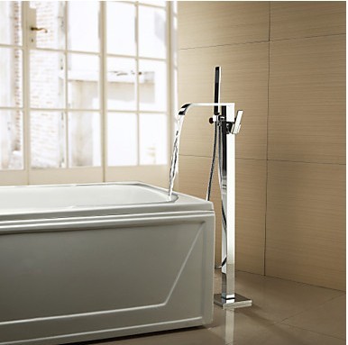 Solid Brass Floor Standing Tub Tap with Hand Shower Chrome Finish TP0718FS Solid Brass Floor Standing Tub Tap with Hand Shower Chrome Finish TP0718FS