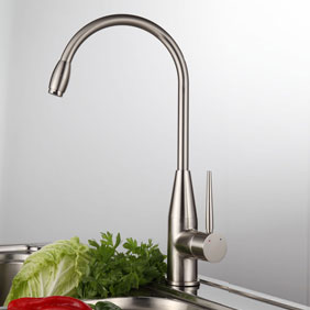 Contemporary Solid Brass Kitchen Tap - Nickel Brushed Finish T0726 Contemporary Solid Brass Kitchen Tap - Nickel Brushed Finish T0726
