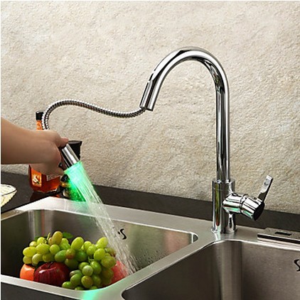 Color Changing LED Solid Brass Kitchen Tap T0744F Color Changing LED Solid Brass Kitchen Tap T0744F