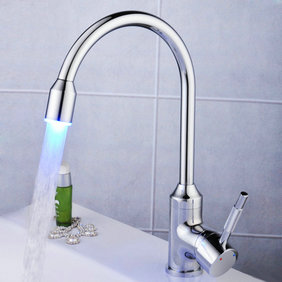 Contemporary Single Handle LED Chrome Kitchen Tap - T0756F Contemporary Single Handle LED Chrome Kitchen Tap - T0756F