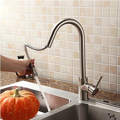 Nickel Brushed Finish Pull-Out Kitchen Tap T0757 Nickel Brushed Finish Pull-Out Kitchen Tap T0757