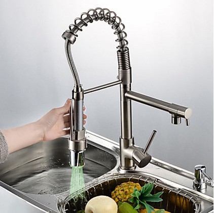 LED Contemporary Nickel Brushed Pull-out Kitchen Tap T0783N LED Contemporary Nickel Brushed Pull-out Kitchen Tap T0783N
