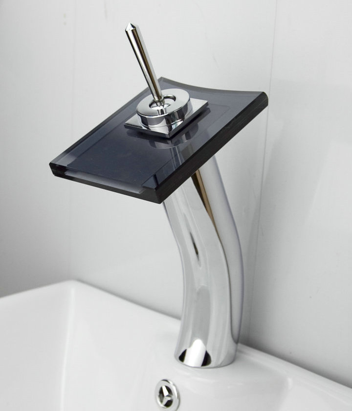 Contemporary Waterfall Bathroom Sink Tap with Glass Spout T0801BH Contemporary Waterfall Bathroom Sink Tap with Glass Spout T0801BH