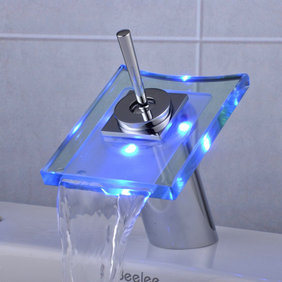 Contemporary Single Handle Waterfall LED Bathroom Sink Tap T0801F Contemporary Single Handle Waterfall LED Bathroom Sink Tap T0801F