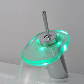 Contemporary Color Changing LED Waterfall Bathroom Sink Tap T0802-1F Contemporary Color Changing LED Waterfall Bathroom Sink Tap T0802-1F