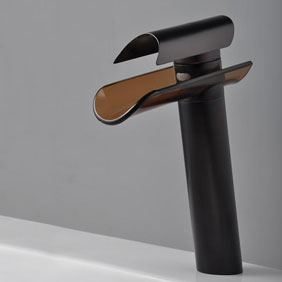 Oil Rubbed Bronze Waterfall Bathroom Sink Tap with Glass Spout T0814HB Oil Rubbed Bronze Waterfall Bathroom Sink Tap with Glass Spout T0814HB