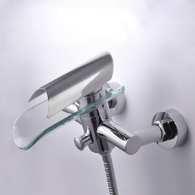 Contemporary Single Handle Wall-Mount Waterfall Glass Shower Tap T0814W Contemporary Single Handle Wall-Mount Waterfall Glass Shower Tap T0814W