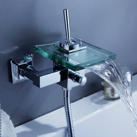 Contemporary Single Handle Wall-mount Waterfall Glass Bathtub Tap - T0815-1W Contemporary Single Handle Wall-mount Waterfall Glass Bathtub Tap - T0815-1W