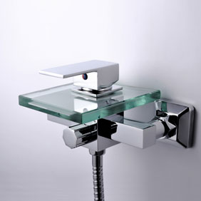 Waterfall Tub Tap with Glass Spout Wall Mount T0815W Waterfall Tub Tap with Glass Spout Wall Mount T0815W