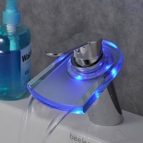 Contemporary Color Changing LED Waterfall Bathroom Sink Tap - T0816F Contemporary Color Changing LED Waterfall Bathroom Sink Tap - T0816F