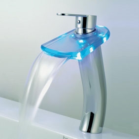 Contemporary Color Changing LED Tall Waterfall Bathroom Sink Tap - T0816HF Contemporary Color Changing LED Tall Waterfall Bathroom Sink Tap - T0816HF