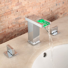 Contemporary Two Handles LED Hydroelectric Waterfall Sink Tap - T0823F Contemporary Two Handles LED Hydroelectric Waterfall Sink Tap - T0823F