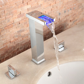 Contemporary Two Handles LED Hydroelectric Widespread Waterfall Sink Tap - T0823HF Contemporary Two Handles LED Hydroelectric Widespread Waterfall Sink Tap - T0823HF