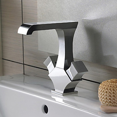 Contemporary Solid Brass Bathroom Sink Tap - Chrome Finish T1303 Contemporary Solid Brass Bathroom Sink Tap - Chrome Finish T1303