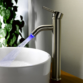 LED Color change Single Handle Nickel Brushed Centerset Bathroom Sink Tap T1802F LED Color change Single Handle Nickel Brushed Centerset Bathroom Sink Tap T1802F