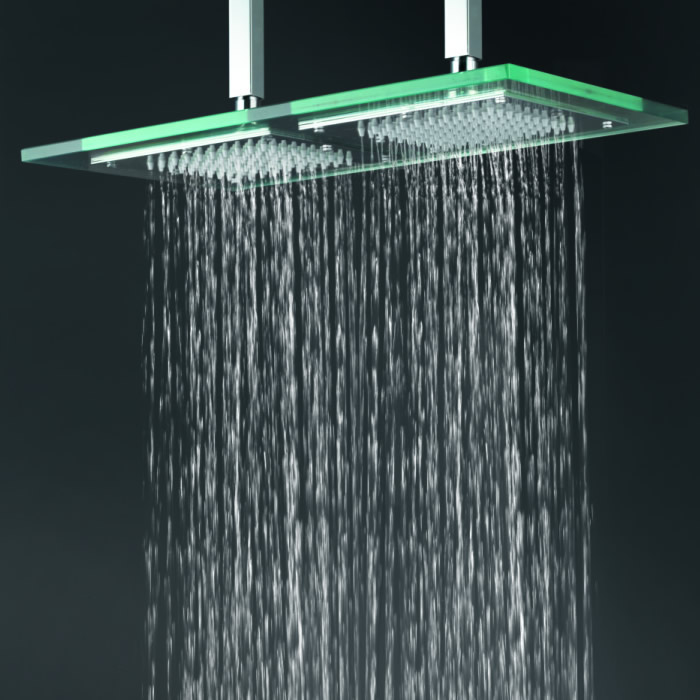 Contemporary 6 Inch * 12 Inch Glass Square LED Rainfall Shower Head T321 Contemporary 6 Inch * 12 Inch Glass Square LED Rainfall Shower Head T321