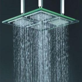 Contemporary 18 Inch LED Rainfall Glass Shower Head - T322 Contemporary 18 Inch LED Rainfall Glass Shower Head - T322