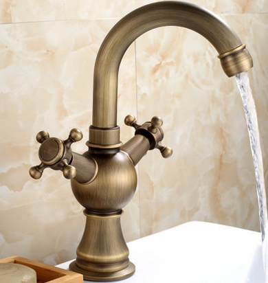 Antique Brass One Hole Two Handles Bathroom Sink Tap T1808M Antique Brass One Hole Two Handles Bathroom Sink Tap T1808M