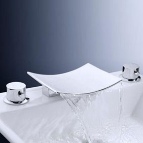 Brass Waterfall Bathroom Sink Tap with Stainless Steel Spout (Widespread) T6009 Brass Waterfall Bathroom Sink Tap with Stainless Steel Spout (Widespread) T6009