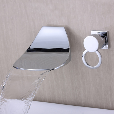 Contemporary Widespread Waterfall Bathroom Sink Tap (Chrome) T6034 Contemporary Widespread Waterfall Bathroom Sink Tap (Chrome) T6034