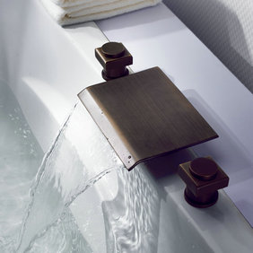 Antique Brass Waterfall Widespread Bathroom Sink Tap T7011A Antique Brass Waterfall Widespread Bathroom Sink Tap T7011A
