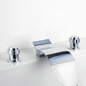 Contemporary Waterfall Bathroom Sink Tap (Chrome Finish, Widespread) T7709B Contemporary Waterfall Bathroom Sink Tap (Chrome Finish, Widespread) T7709B