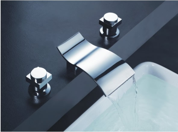 Contemporary Waterfall Bathroom Sink Tap (Chrome Finish, Widespread) TP7709C Contemporary Waterfall Bathroom Sink Tap (Chrome Finish, Widespread) TP7709C