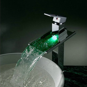 Contemporary Color Changing LED Waterfall Bathroom Sink Tap - T8004A Contemporary Color Changing LED Waterfall Bathroom Sink Tap - T8004A