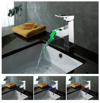Contemporary Color Changing LED Waterfall Bathroom Sink Tap - T8005-5 Contemporary Color Changing LED Waterfall Bathroom Sink Tap - T8005-5