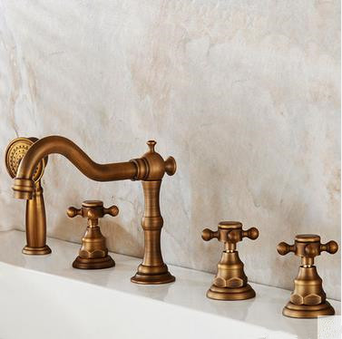 Antique Brass Five-Pieces Bathroom Bathtub Shower Mixer Taps BT0558 Antique Brass Five-Pieces Bathroom Bathtub Shower Mixer Taps BT0558