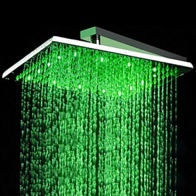 Contemporary Stainless Steel Shower Head with Color Changing LED Light HS12F Contemporary Stainless Steel Shower Head with Color Changing LED Light HS12F