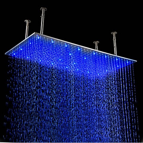 16 x 31 inch Stainless Steel Shower Head with Color Changing LED Light HS31F 16 x 31 inch Stainless Steel Shower Head with Color Changing LED Light HS31F