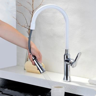 New White Porcelain Style Mixer Pull Out Kitchen Tap HT9220 New White Porcelain Style Mixer Pull Out Kitchen Tap HT9220