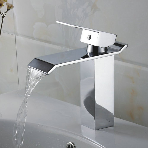 Contemporary Waterfall Bathroom Sink Tap - Chrome Finish TQ3002 Contemporary Waterfall Bathroom Sink Tap - Chrome Finish TQ3002
