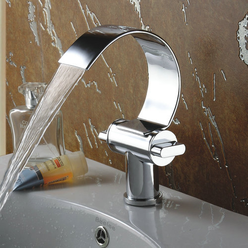 Special Design Brass Chrome Finish Waterfall Curve Spout Bathroom Sink Tap TQ3025 Special Design Brass Chrome Finish Waterfall Curve Spout Bathroom Sink Tap TQ3025