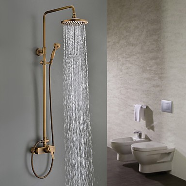 Traditional Antique Brass 8 inch Shower Head + Hand Shower Tub Shower Tap - SA008 Traditional Antique Brass 8 inch Shower Head + Hand Shower Tub Shower Tap - SA008