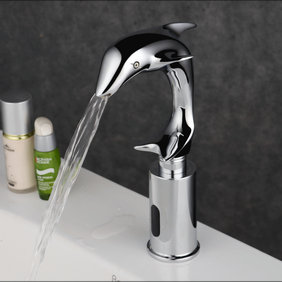 Contemporary Dolphin Cold Sensor Chrome Finish Bathroom Sink Tap - T0133 Contemporary Dolphin Cold Sensor Chrome Finish Bathroom Sink Tap - T0133