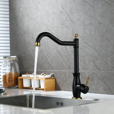 Antique Black with Gold Revolve Spout 304 Mixer Kitchen Sink Taps T0136BG Antique Black with Gold Revolve Spout 304 Mixer Kitchen Sink Taps T0136BG