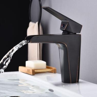 British Style Black Bronze Brass Basin Tap Waterfall Bathroom Sink Tap T0155B British Style Black Bronze Brass Basin Tap Waterfall Bathroom Sink Tap T0155B